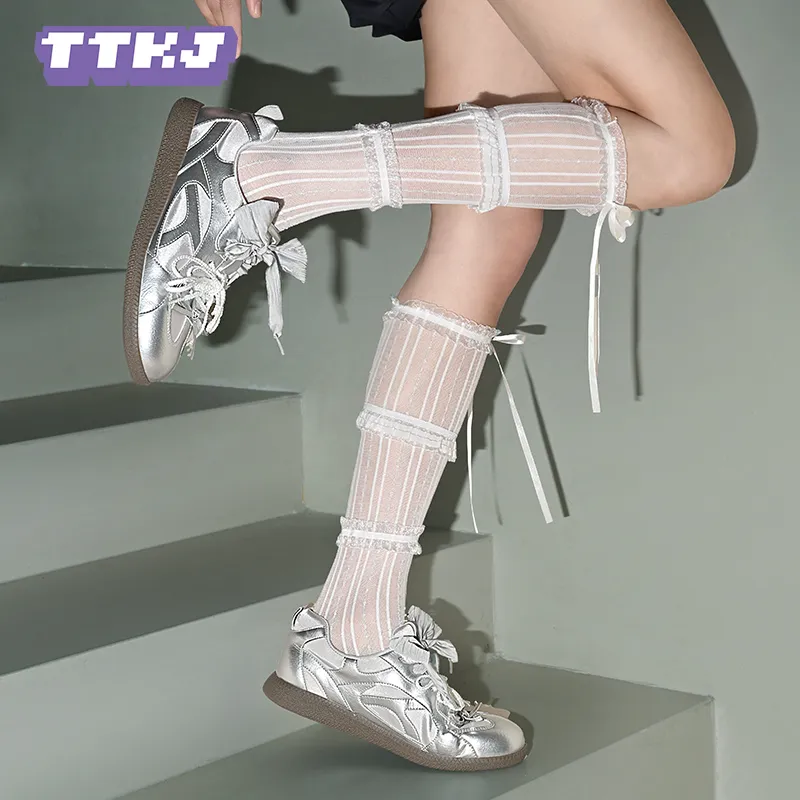 TTKJ Abrasion Resistant, Lightweight, And Breathable Low Top Skateboard Shoes Women's Satin Silver-1