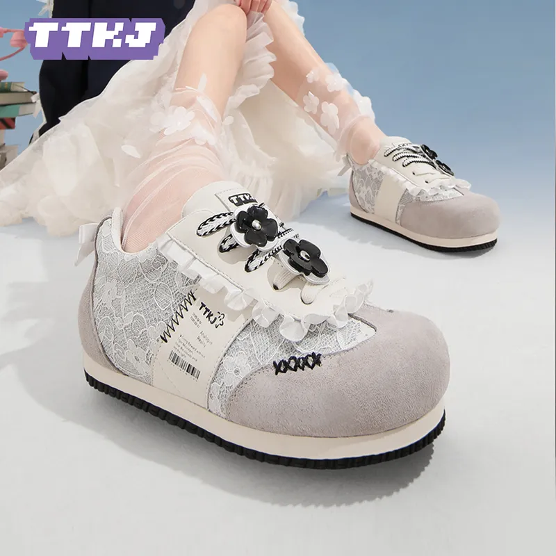 TTKJ Fashion Lace Floral Bowknot Bucan Non slip Lightweight Low Top Casual Shoes Women's Galaxy White-1
