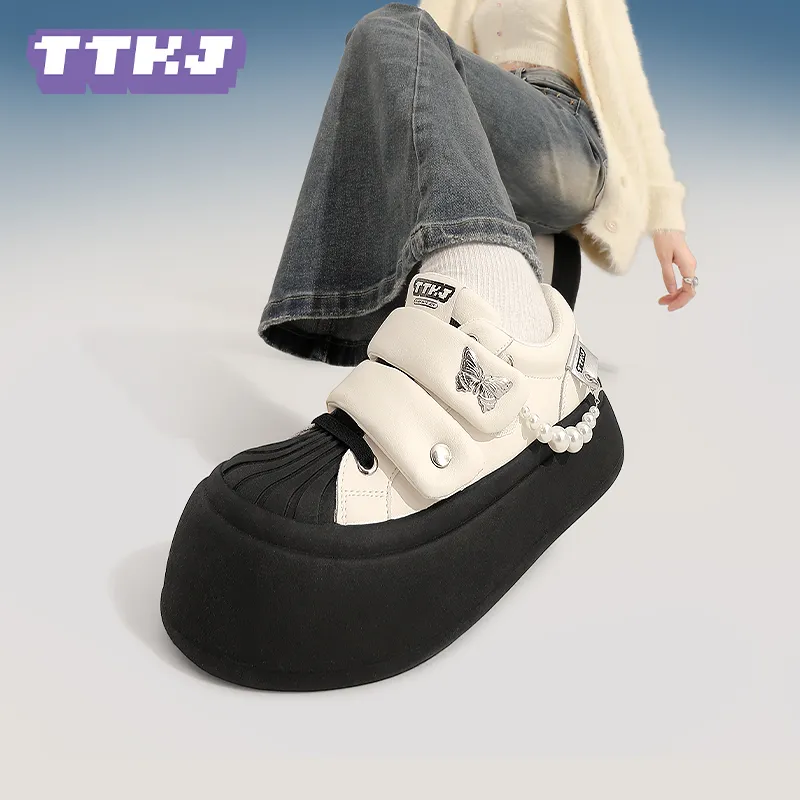 TTKJ Fashion Butterfly Hook and Loop White Sneakers Non slip Lightweight Low Top Casual Shoes Women's White Moonlight-7