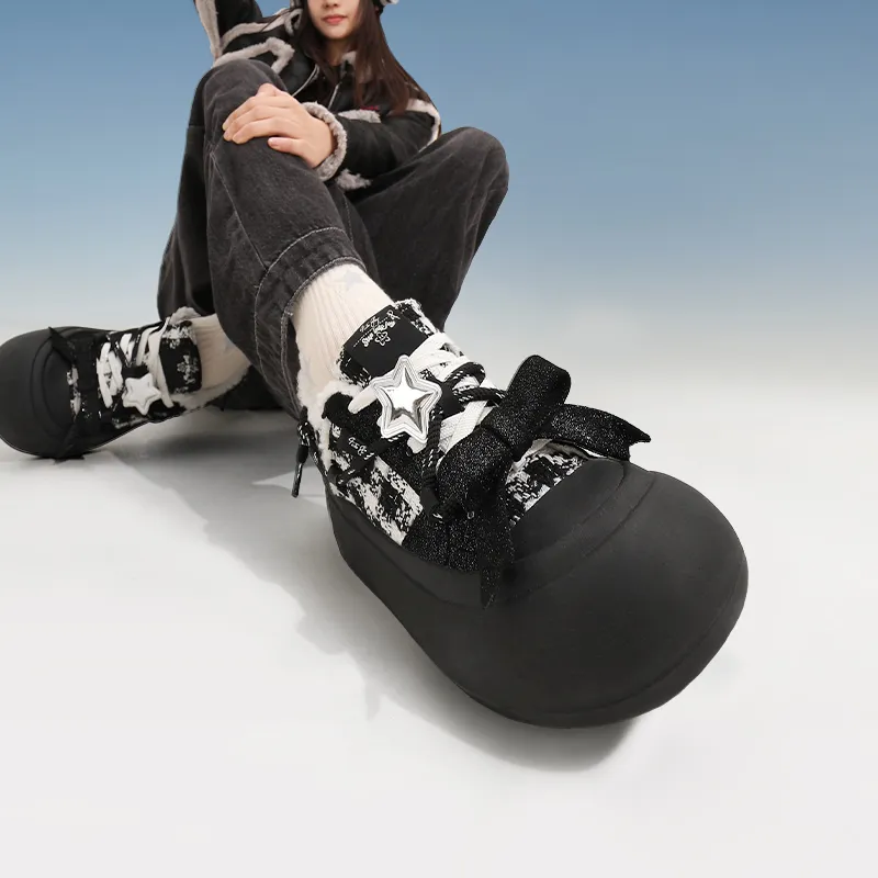 TTKJ Warm Cushioning Wear Resistant Height Increasing Low Top Skateboard Shoes Women's Checkerboard Black-4