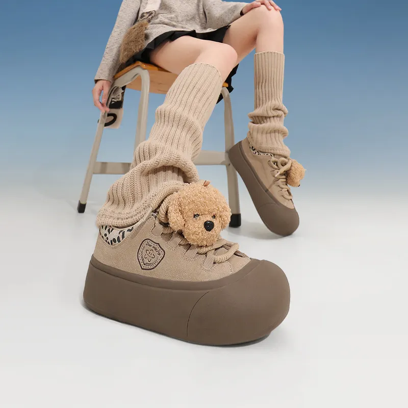 TTKJ Cushioned Wear Resistant Height Increasing Low Top Skateboard Shoes Women's Mist Camel-5