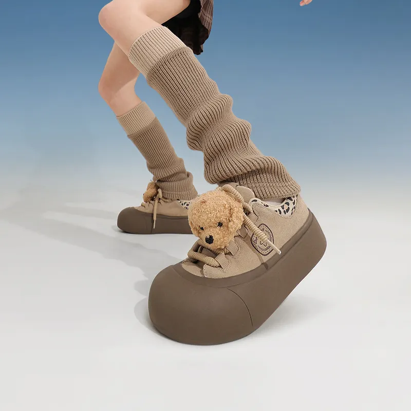 TTKJ Cushioned Wear Resistant Height Increasing Low Top Skateboard Shoes Women's Mist Camel-4