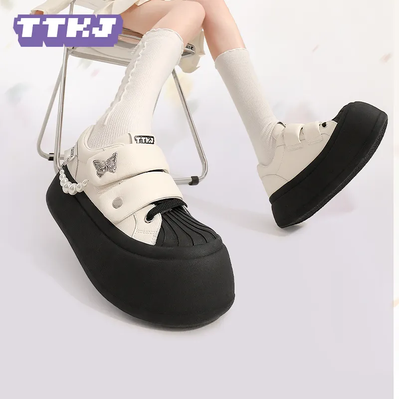 TTKJ Fashion Butterfly Hook and Loop White Sneakers Non slip Lightweight Low Top Casual Shoes Women's White Moonlight-1