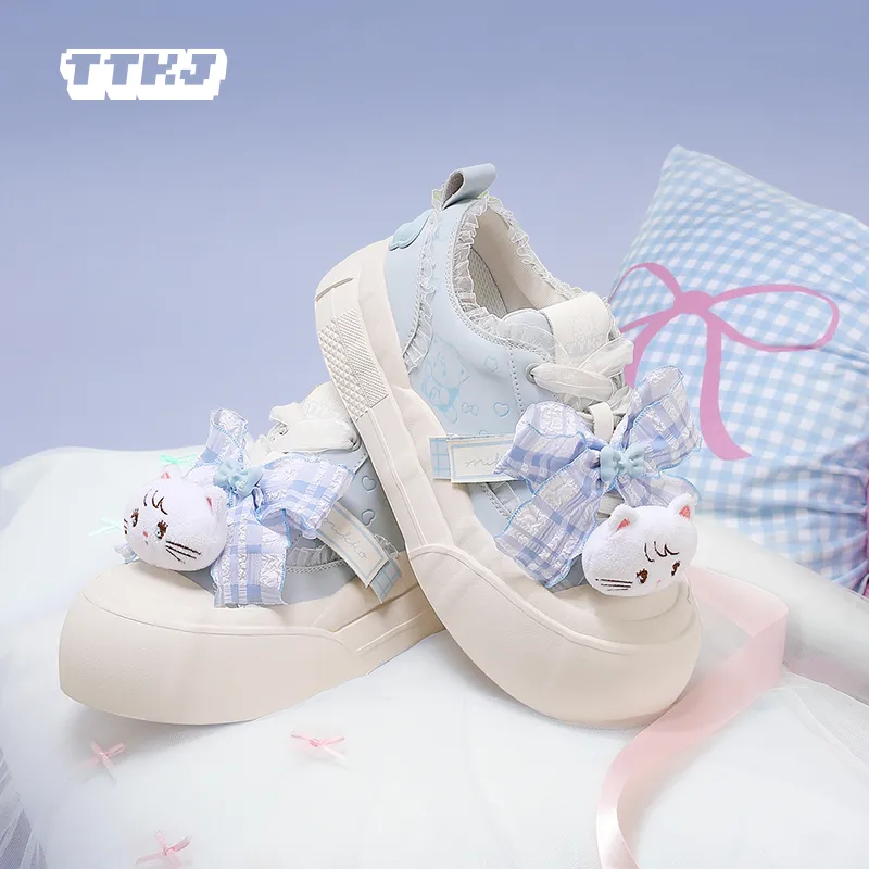 MIKKO ILLUSTRATIONS x TTKJ Slip Resistant Height Increasing Low Top Skateboard Shoes Women's Bubbles Blue-1