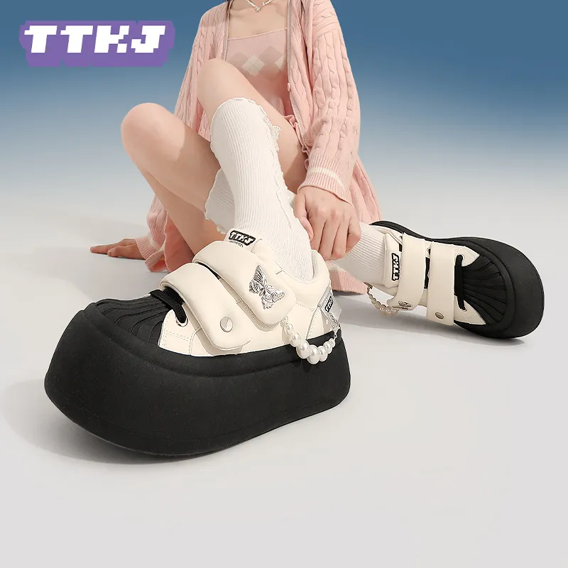 TTKJ Fashion Butterfly Hook and Loop White Sneakers Non slip Lightweight Low Top Casual Shoes Women's White Moonlight-5