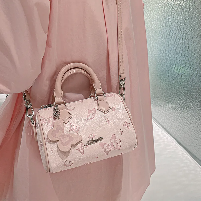AILUXI PU Boston Bag Women's Cherry Blossom Pink-5