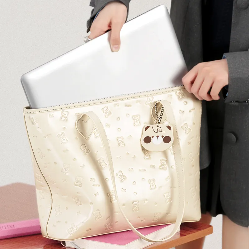AILUXI Synthetic Leather Shoulder Bag Women's Moon White-4