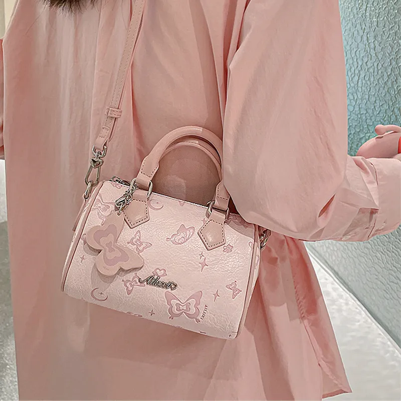 AILUXI PU Boston Bag Women's Cherry Blossom Pink-4