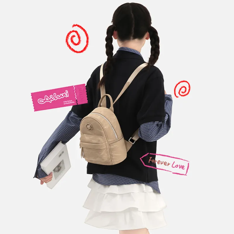AILUXI PU Backpack Women's Sand Dune-4