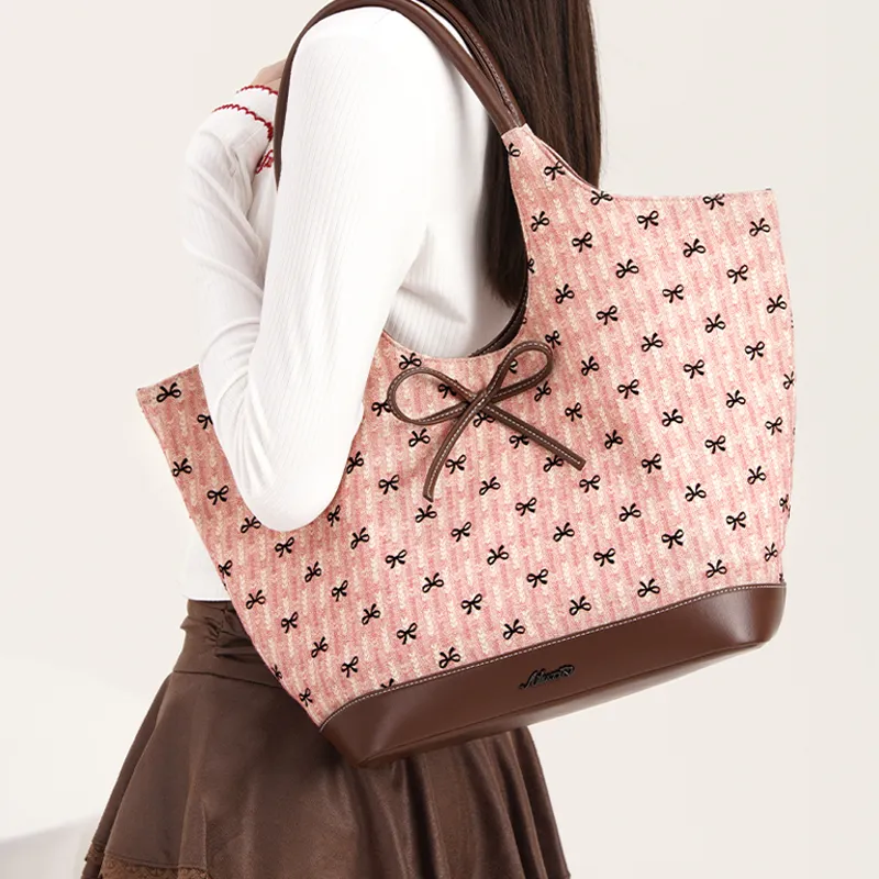 AILUXI Fabric Tote Bag Shopping Bag Shoulder Bags Regular Women's Soft Pink-4