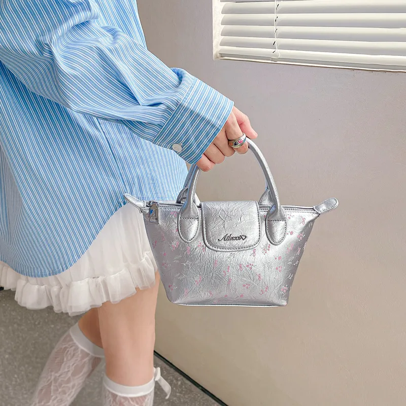 AILUXI Synthetic Leather Handbag Shoulder Bag Crossbody Bag Regular Women's Crystal Pink Silver-4