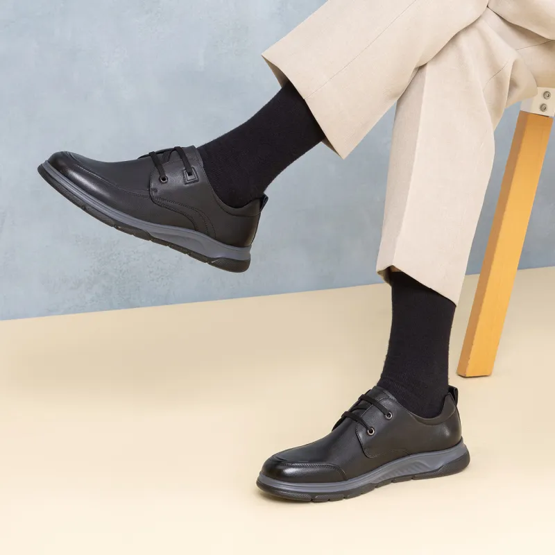 AOKANG Lace Up Soft Leather Shoes Business Casual Shoes Men's Black-7