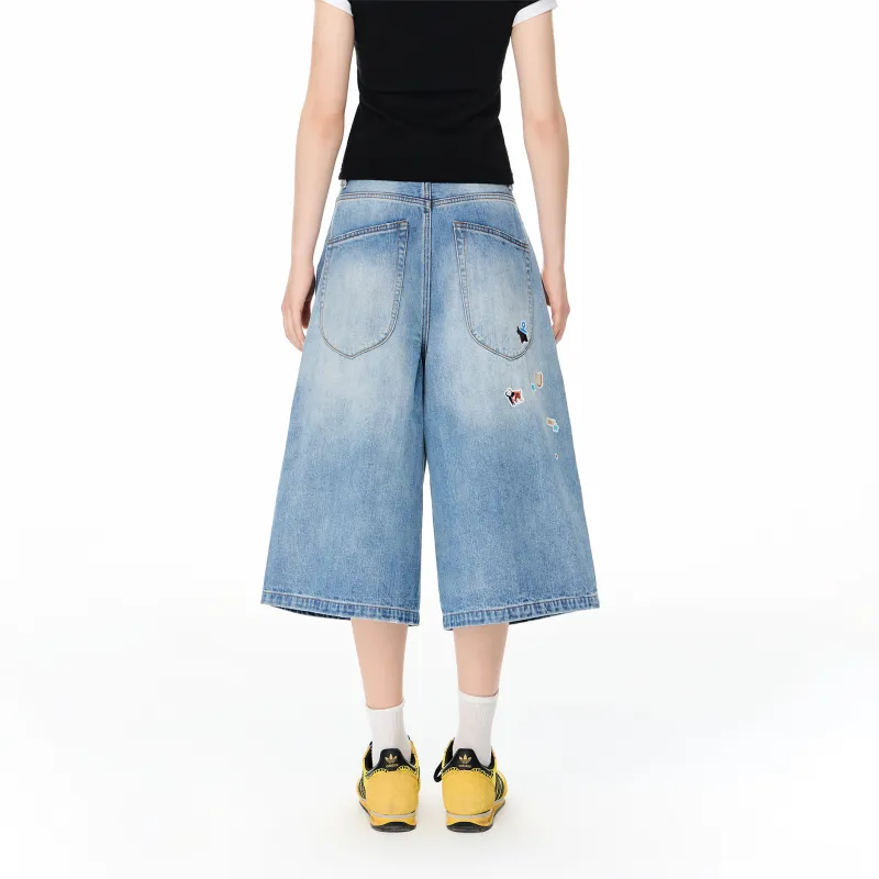 WORKSOUT Denim Shorts Women's Washed Blue-4