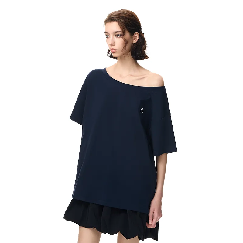 WORKSOUT Fabric Asymmetrical Shoulder Summer T Shirt Women's-5