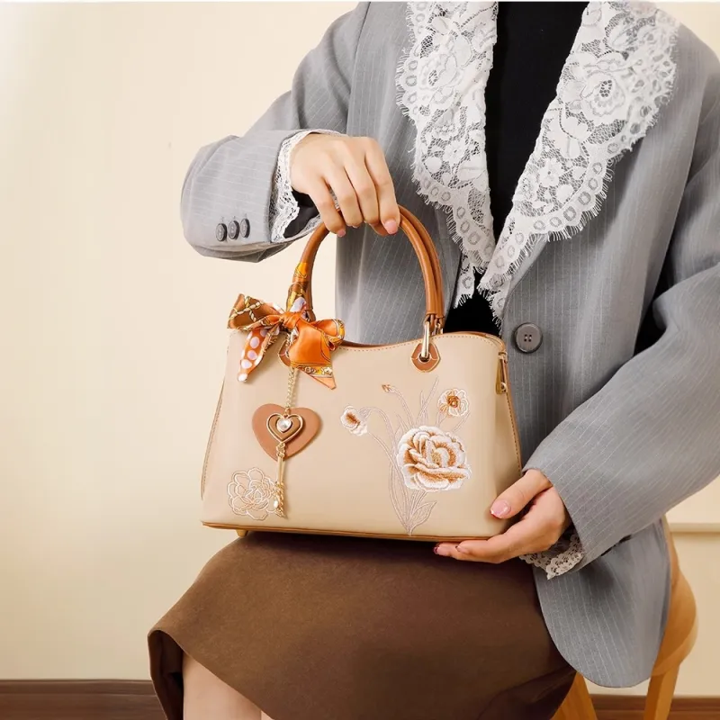 PAYOT Microfiber Synthetic Leather Shoulder Bag, Handbag Women's Apricot-4