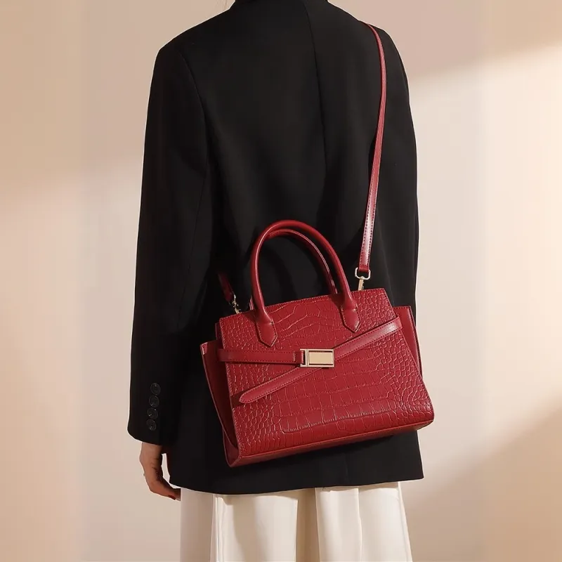 PAYOT Microfiber Synthetic Leather Handbag Women's Burgundy-4