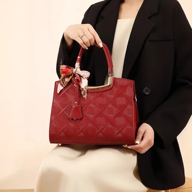 PAYOT Microfiber Synthetic Leather Handbag, One Shoulder, Crossbody Bag Women's Burgundy-4