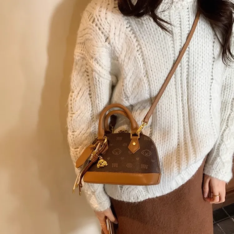 PAYOT Microfiber Synthetic Leather Handbag Regular Women's Monogram White/Monogram Coffee-7