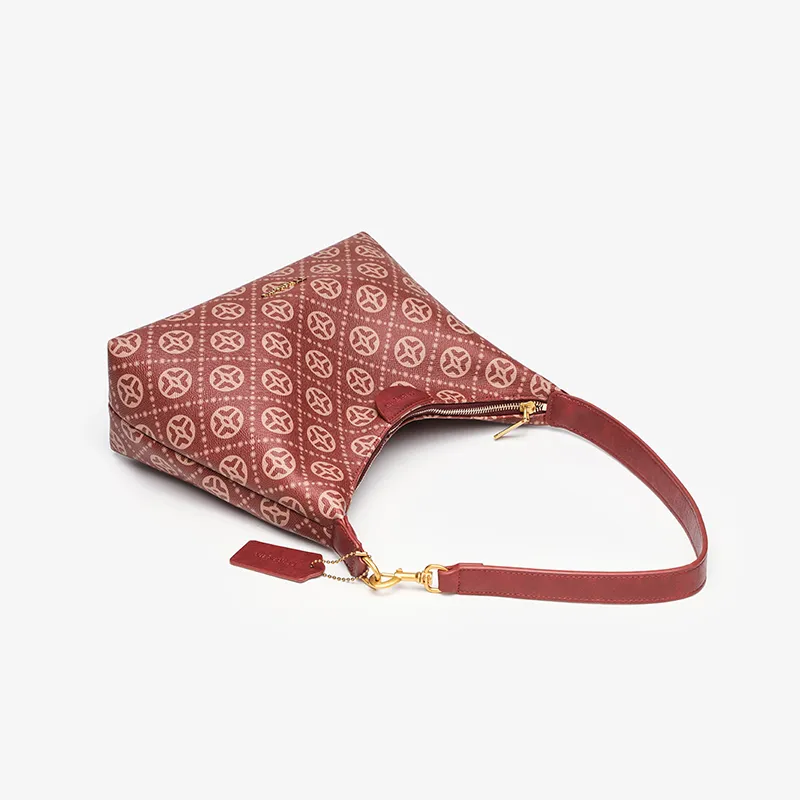 PAYOT Microfiber Synthetic Leather Wedding Bag Shoulder Handbag Regular Women's Burgundy-3