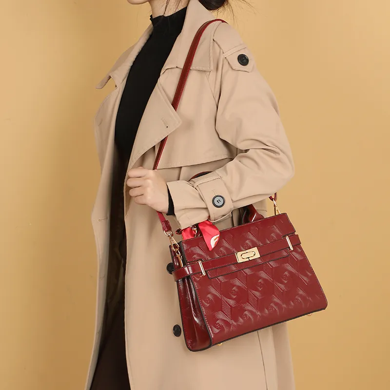 PAYOT Microfiber Synthetic Leather Tote Shoulder Bag, Crossbody Bag, Handbag Women's Burgundy-4