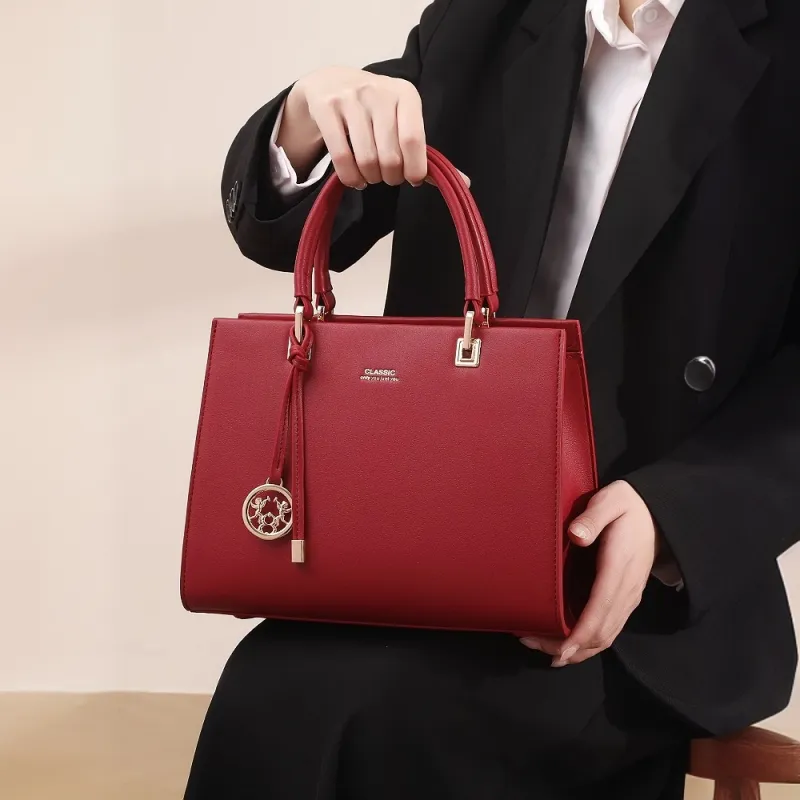 PAYOT Microfiber Synthetic Leather Shoulder Bag, Crossbody Bag, Handbag Regular Women's Red/Black-4