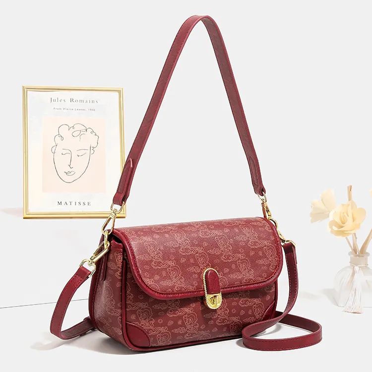PAYOT Synthetic Leather Crossbody Bag, Shoulder Bag Women's Burgundy-1