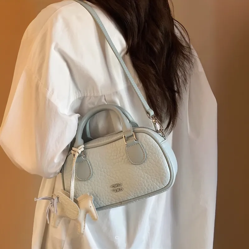 PAYOT Microfiber Synthetic Leather Handbag Regular Women's Light Blue/Ecru-1