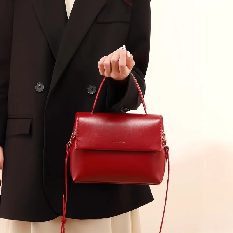 PAYOT Microfiber Synthetic Leather One Shoulder Handbag Women's Red-1