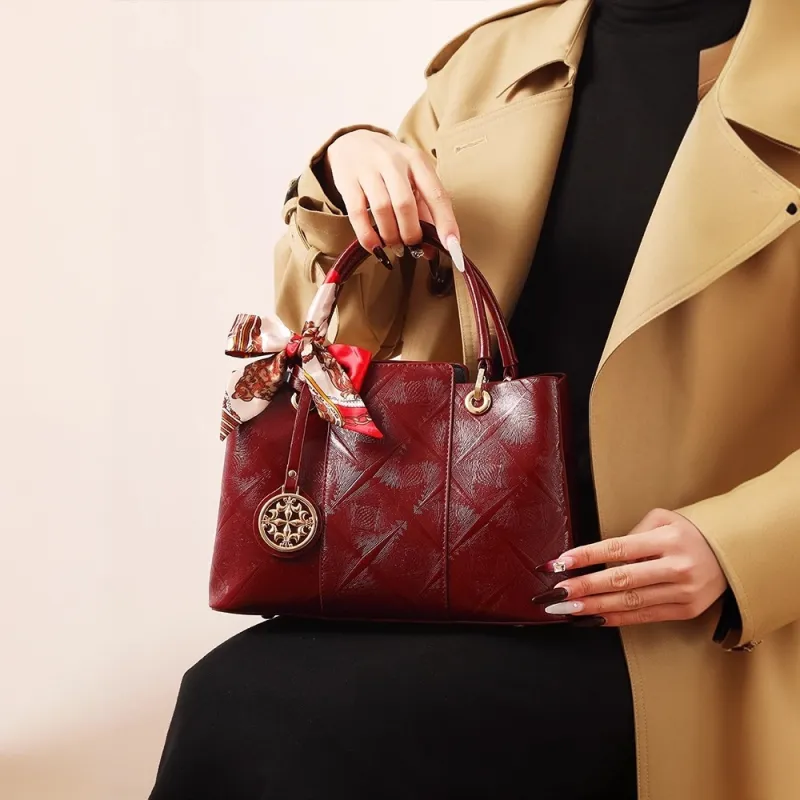 PAYOT Microfiber Synthetic Leather Handbag, One Shoulder Crossbody Bag Regular Women's Burgundy-5
