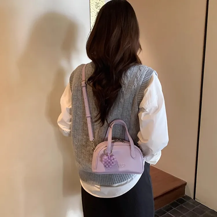 PAYOT Microfiber Synthetic Leather Handbag Women's Light Purple/Ecru-3