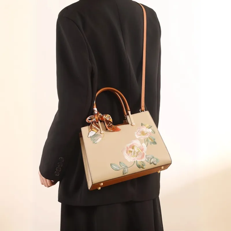 PAYOT Microfiber Synthetic Leather Handbag Women's Apricot-4