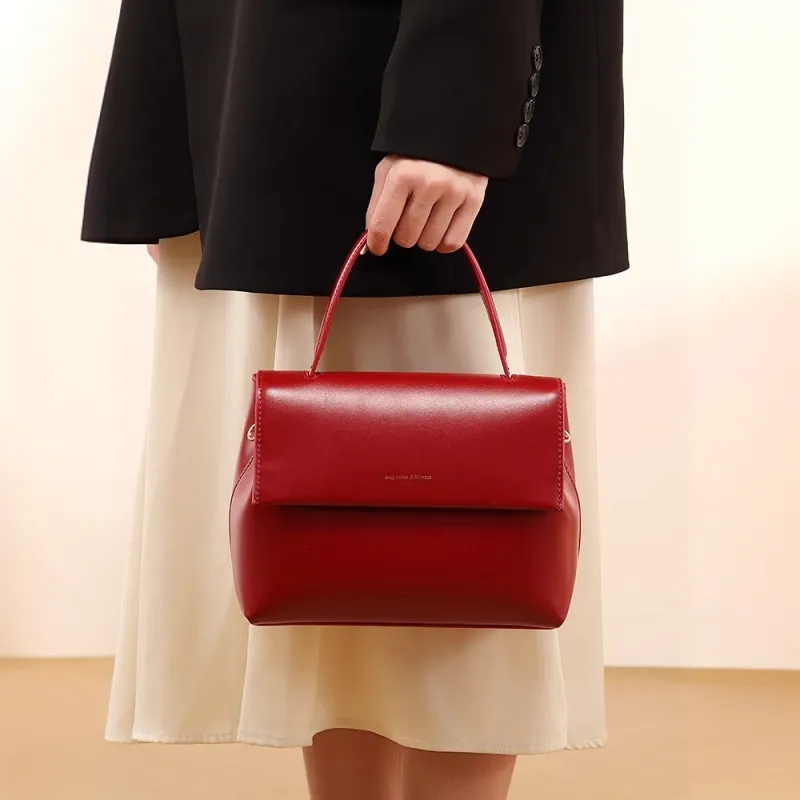 PAYOT Microfiber Synthetic Leather One Shoulder Handbag Women's Red-2