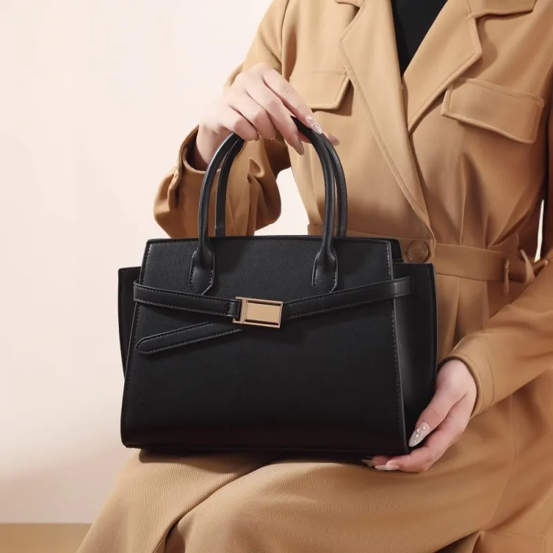 PAYOT Microfiber Synthetic Leather Tote One Shoulder Handbag Regular Women's Black-4