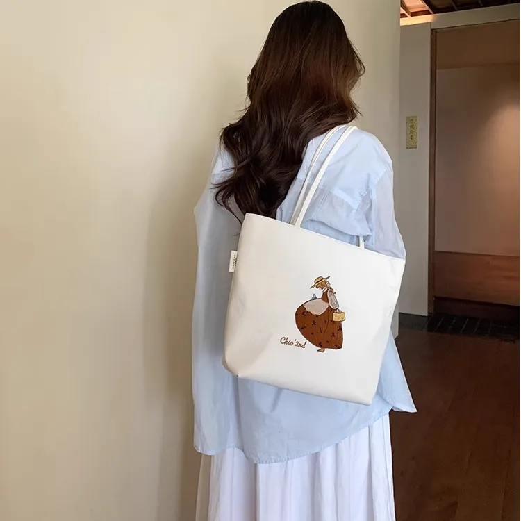 PAYOT Nylon Cartoon Girl Tote Bag, Shoulder Bag Regular Women's Khaki/Ecru-7