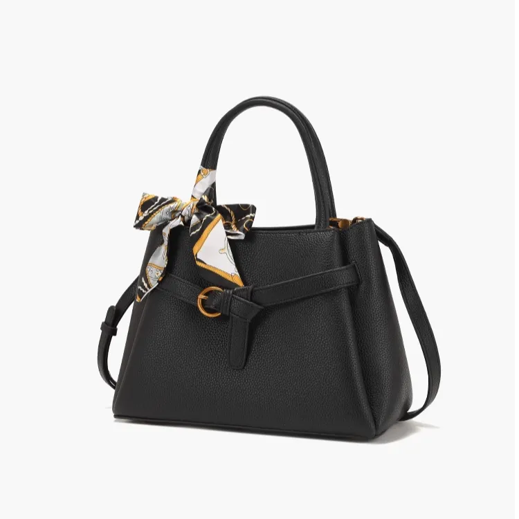 PAYOT Microfiber Synthetic Leather Handbag Regular Women's Black/Burgundy-1