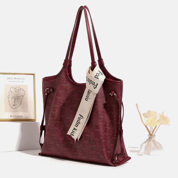 PAYOT Synthetic Leather Vermilion Tote Bag, Shoulder Bag Regular Women's Burgundy-3