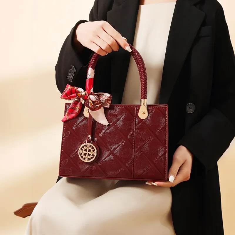 PAYOT Microfiber Synthetic Leather Shoulder Bag, Crossbody Bag, Handbag Women's Dark Burgundy-3