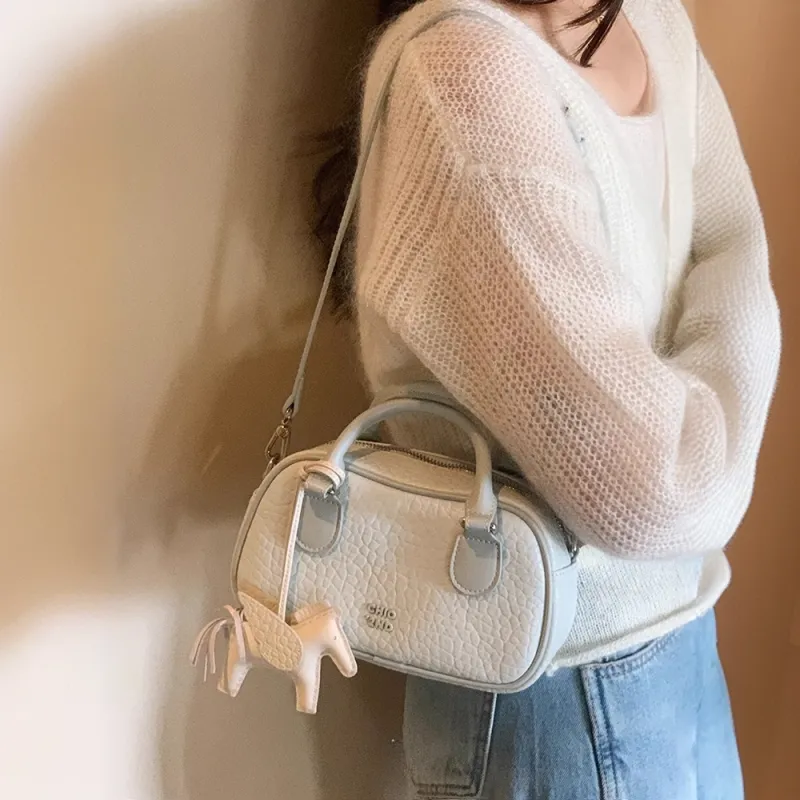 PAYOT Microfiber Synthetic Leather Handbag Regular Women's Light Blue/Ecru-2