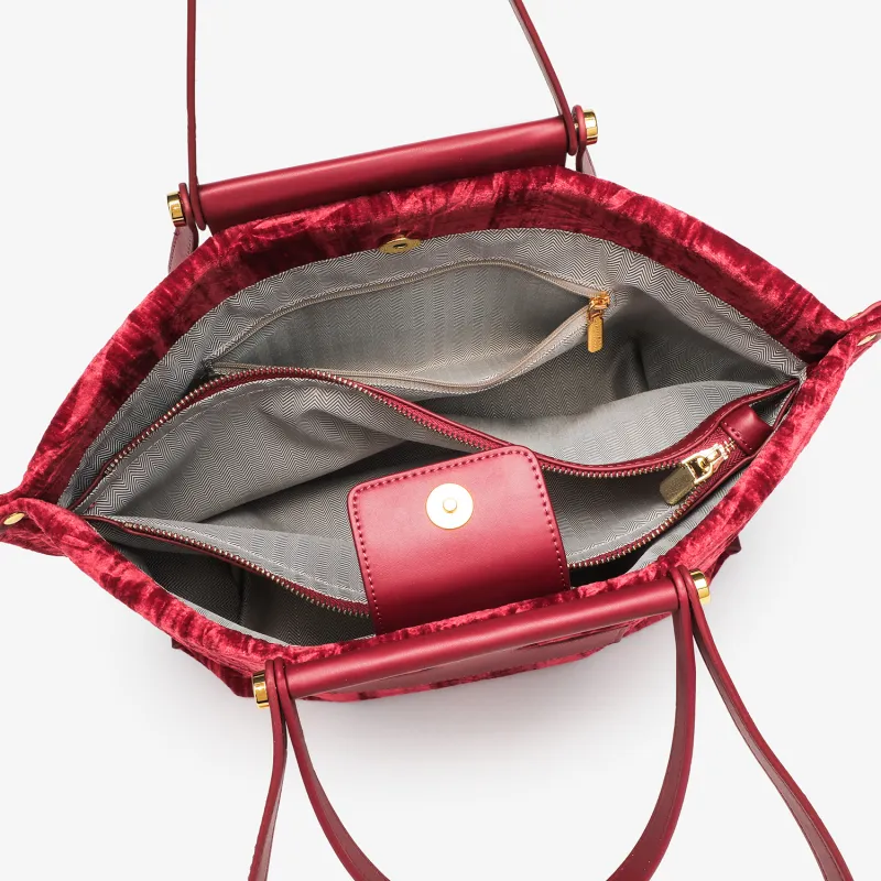 PAYOT Fabric Bonded Microfiber Synthetic Leather Wedding Bag One Shoulder Handbag Regular Women's Burgundy-4
