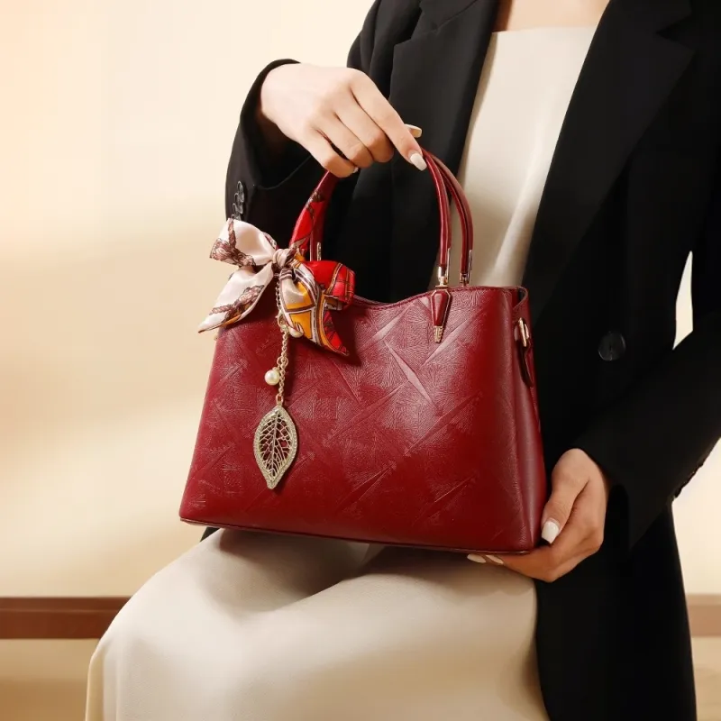 PAYOT Microfiber Synthetic Leather Shoulder Bag, Crossbody Bag, Handbag Women's Burgundy/Khaki/Black-4