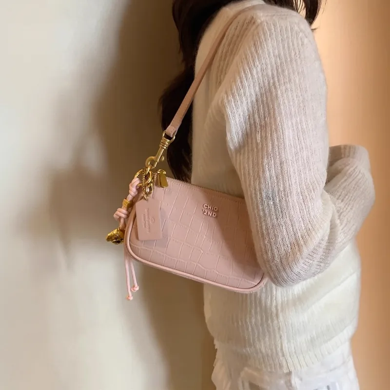 PAYOT Synthetic Leather Crossbody Handbag, Shoulder Bag Women's Pink/Silver-1