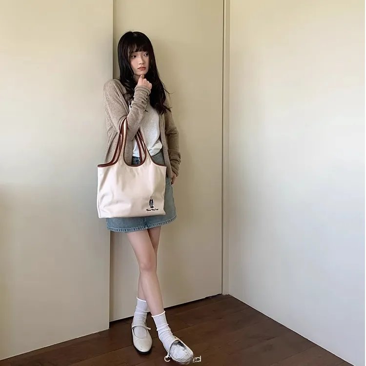 PAYOT Nylon Summer Breeze Tote Bag, Shoulder Bag Women's Apricot-4