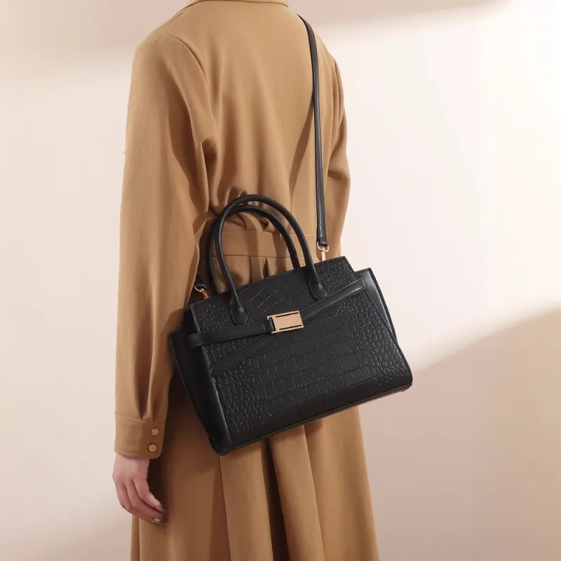 PAYOT Microfiber Synthetic Leather Handbag Women's Black-3