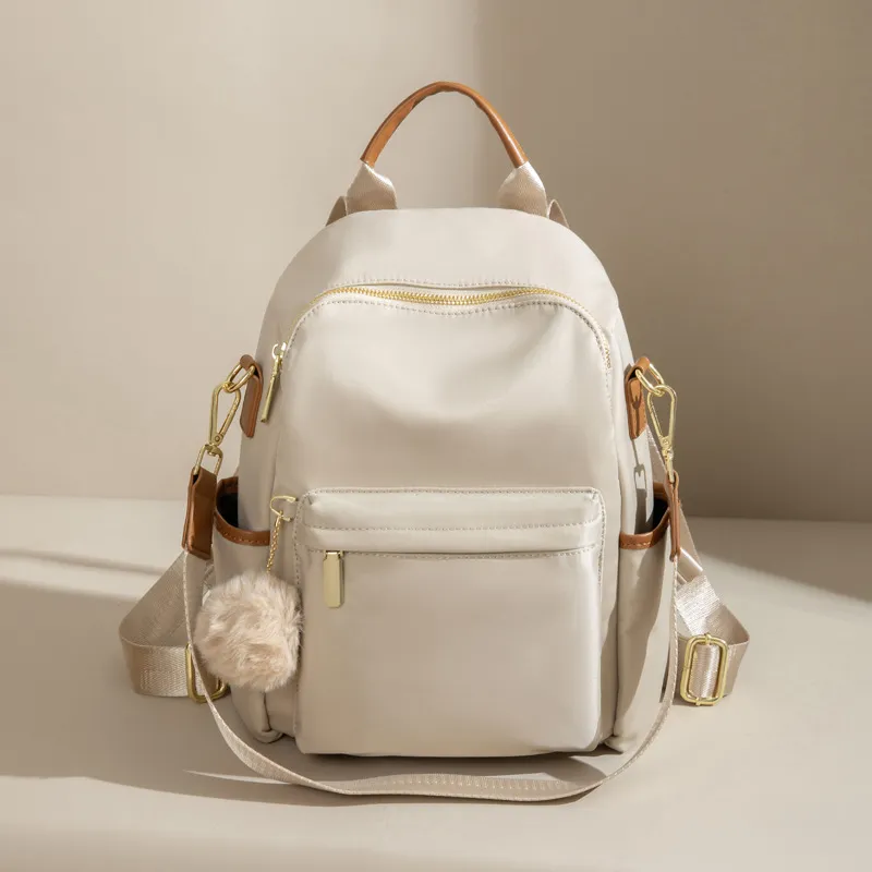 PAYOT Nylon Backpack Unisex Apricot/Coffee/Black-1