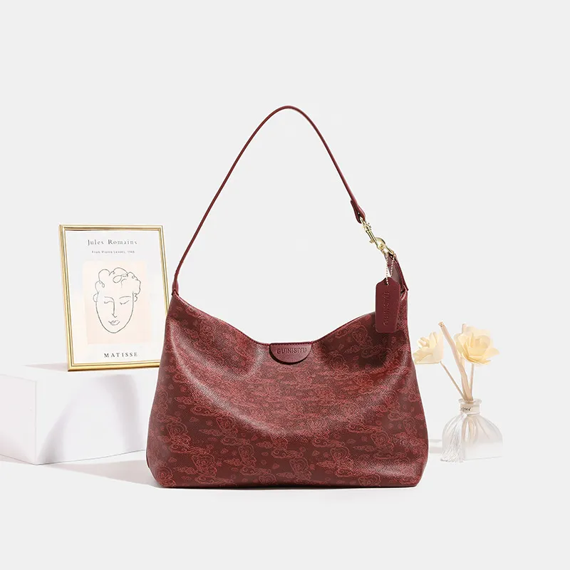 PAYOT Synthetic Leather Vermilion Shoulder Bag Women's Burgundy-2