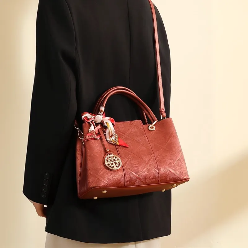 PAYOT Microfiber Synthetic Leather Handbag Regular Women's Chinese Style Red-3
