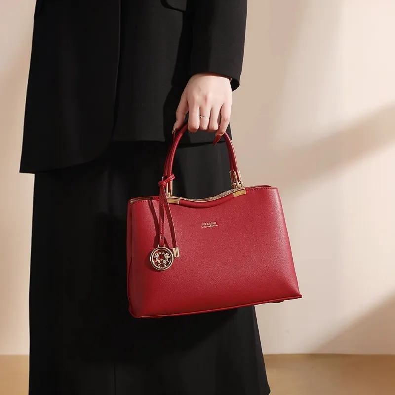 PAYOT Microfiber Synthetic Leather Handbag Regular Women's Red-1
