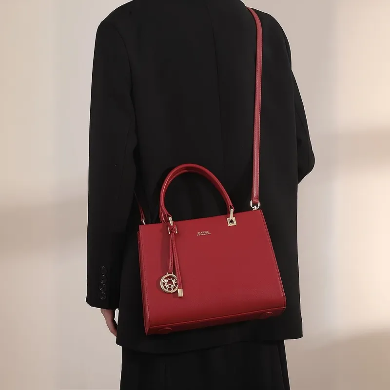PAYOT Microfiber Synthetic Leather Shoulder Bag, Crossbody Bag, Handbag Regular Women's Red/Black-3