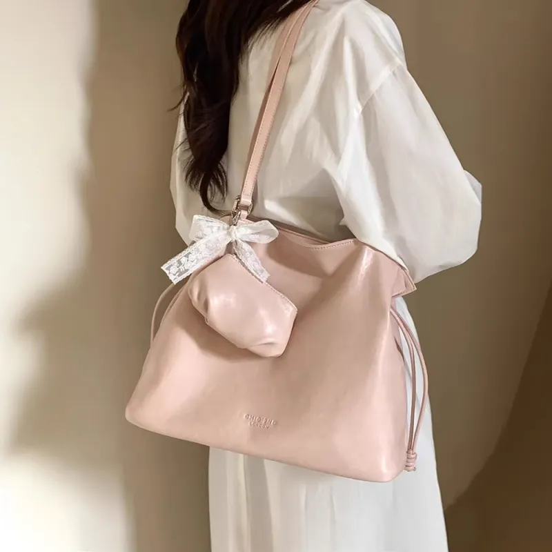 PAYOT Microfiber Synthetic Leather Wind Language Bouquet Shoulder Bag Women's Pink-1