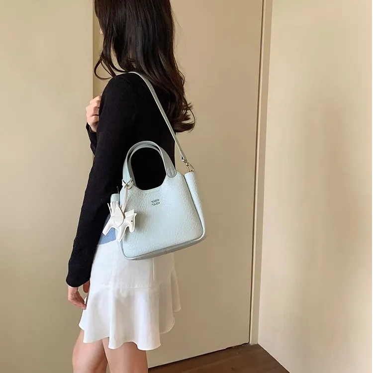 PAYOT Microfiber Synthetic Leather Backpack Handbag Women's Light Blue-3